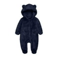 thumbnail image 1 of XuJwPNcy Baby Fleece Winter Jumpsuit Infant Newborn Outfits Cute Comfy Snowsuit Fluffy Romper for 0-12 Month, 1 of 4