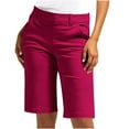 thumbnail image 1 of XuJwPNcy Bermuda Shorts Womens 7 Inch Inseam High Rise Stretch with Pockets Golf Short Pull on Straight Leg Vacation Outfits, 1 of 6
