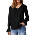 thumbnail image 1 of XuJwPNcy Blouses for Women Dressy Casual Bell Long Sleeve Womens Tops V Neck Tshirts Spring Fashion Clothes Tunic, 1 of 6
