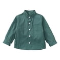 thumbnail image 1 of XuJwPNcy Boys Button down Shirts Long Sleeve Formal Uniform Shirts Collar Dress Tops for Wedding Form(Green,6-7 Years), 1 of 9