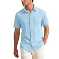thumbnail image 1 of XuJwPNcy Button Down Shirts for Men Lightweight Business Casual Dress Shirts Summer Short Sleeve Collared Tops with Pocket, 1 of 7