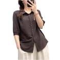 thumbnail image 1 of XuJwPNcy Button Down Shirts for Women Half Sleeve Collared Tops Trendy Casual Summer Tee Clothes Breathable Comfy Outfits, 1 of 5