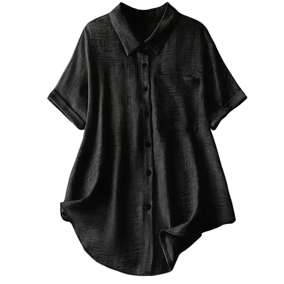 XuJwPNcy Button Down Shirts for Women Short Sleeve Lapel Tops Comfy Chino T Shirts Basic Tunic Summer Tees with Pocket