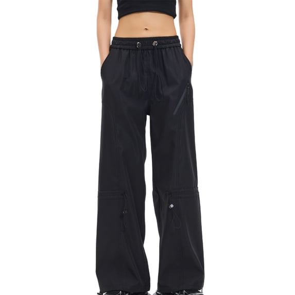 XuJwPNcy Cargo Pants Women Elastic High Waist Drawstring Jogger Trousers Casual Lightweight Hiking Trouser Streetwear(Black,XX-Large)