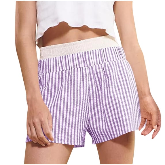 XuJwPNcy Casual Striped Shorts for Women Summer Elastic Waist Shorts Lounge Pajama Vacation Beach Pj Bottoms Clothes