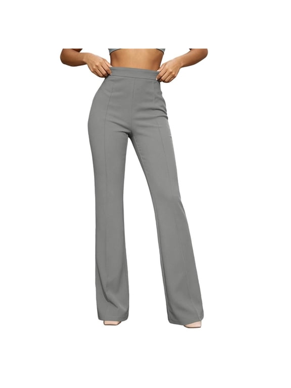 Flare Leggings for Women Lightweight High Waist Bell Bottom Pants Elegant Work Office Trousers Soft Fall Clothes