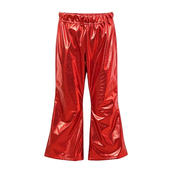 XuJwPNcy Girls' Flared Pants Fashion Festival Dance Pants Wide Leg Bell Bottom Trousers(Red,3-4 Years)