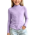 thumbnail image 1 of XuJwPNcy Girls Turtleneck Shirts Long Sleeve Basic Layered Tops Kids Fall Winter Slim Fit Undershirts(Purple,1-2 Years), 1 of 6