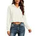 thumbnail image 1 of XuJwPNcy Hoodies for Women Full Zip Ruffle Hem Crop Tops Long Sleeve Sweatshirts Fall Fashion Outfit Workout Athletic Clothes(Purple,Medium), 1 of 7