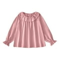 thumbnail image 1 of XuJwPNcy Infant Baby Girls T Shirts Cotton Long Lantern Sleeve Shirt Cute Collared Tops Kids Toddler Loose Fit Tees 9M-5Y, 1 of 3