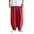 thumbnail image 1 of XuJwPNcy Men Harem Pants Drawstring Elastic Waist Trousers Fall Loose Fit Pants with Pockets Big and Tall Clothes(Wine,X-Large), 1 of 7