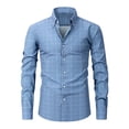 thumbnail image 1 of XuJwPNcy Men Long Sleeve Shirt Fashion Striped Collar Dress Tops Button down Work Casual Shirts(Blue,X-Small), 1 of 4