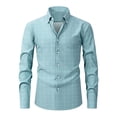 thumbnail image 1 of XuJwPNcy Men Long Sleeve Shirt Fashion Striped Collar Dress Tops Button down Work Casual Shirts(Mint Green,Small), 1 of 4