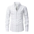 thumbnail image 1 of XuJwPNcy Men Long Sleeve Shirt Fashion Striped Collar Dress Tops Button down Work Casual Shirts(White,X-Small), 1 of 5
