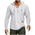 thumbnail image 1 of XuJwPNcy Men's Causal Pullover Hoodie Lightweight Solid Color Hooded Sweatshirt Tops Long Sleeve Knit Henley Shirt（White,X-Large), 1 of 5