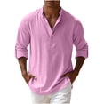 thumbnail image 1 of XuJwPNcy Men's Henley Shirts Long Sleeve Button T-Shirt Casual Stylish Cotton Linen Shirt Breathable Beach Travel Clothes, 1 of 7