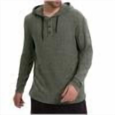 XuJwPNcy Men's Causal Pullover Hoodie Lightweight Solid Color Hooded Sweatshirt Tops Long Sleeve Knit Henley Shirts Fall(Army Green,Medium)