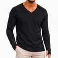 thumbnail image 1 of XuJwPNcy Men's T Shirts Long Sleeve Tops with Thumbhole Soft Casual V Neck Basic Tee(Black,XX-Large), 1 of 7