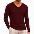 thumbnail image 1 of XuJwPNcy Men's T Shirts Long Sleeve Tops with Thumbhole Soft Casual V Neck Basic Tee(Wine,Large), 1 of 8