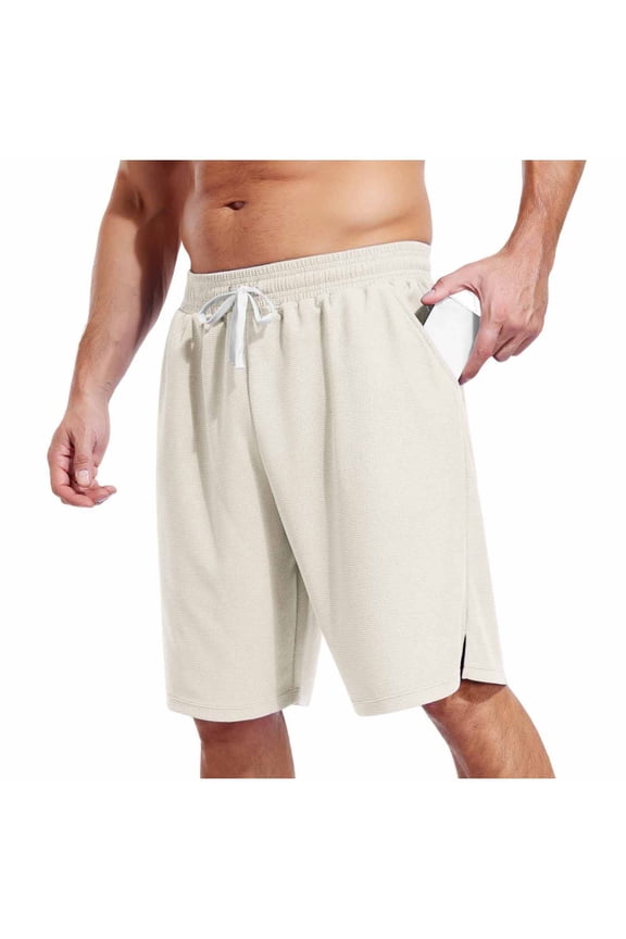 Men's Workout Shorts Lightweight Side Split Sweat Shorts Breathable Soft Summer Bermuda Shorts for Fitness Athletic