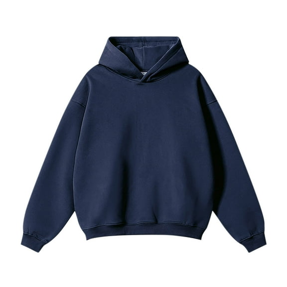 XuJwPNcy Mens Oversized Hoodies Trendy Pullover Tops Vintage Hooded Sweatshirt Fall Fashion Comfy Fleece Thermal Clothes（Navy,X-Large)