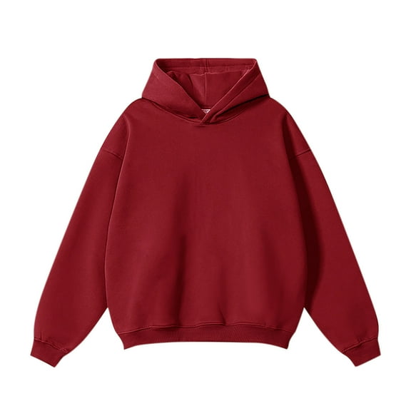 XuJwPNcy Mens Oversized Hoodies Trendy Pullover Tops Vintage Hooded Sweatshirt Fall Fashion Comfy Fleece Thermal Clothes(Red,Large)