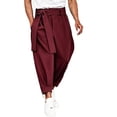 thumbnail image 1 of XuJwPNcy Mens Pants Lightweight Fashion Harem Pants Soft Tie Side Trousers with Pockets Loose Casual Outfit Clothing(Wine,X-Large), 1 of 4
