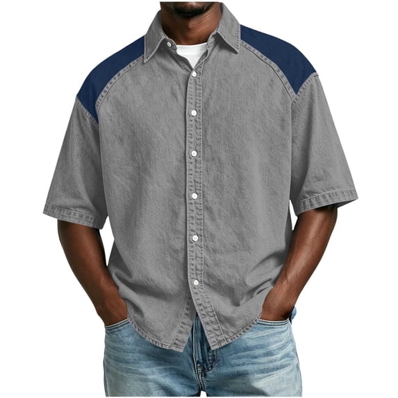 XuJwPNcy Mens Shirts Lightweight Color Block Button Down Shirts Casual Collared Tops Summer Classic Fit Fashion Clothes