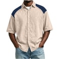 thumbnail image 1 of XuJwPNcy Mens Shirts Lightweight Color Block Button Down Shirts Casual Collared Tops Summer Classic Fit Fashion Clothes, 1 of 7
