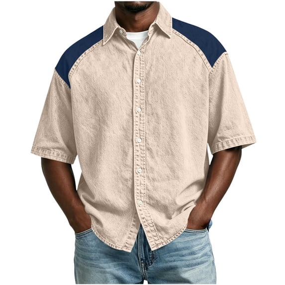 XuJwPNcy Mens Shirts Lightweight Color Block Button Down Shirts Casual Collared Tops Summer Classic Fit Fashion Clothes