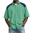 thumbnail image 1 of XuJwPNcy Mens Shirts Lightweight Color Block Button Down Shirts Casual Collared Tops Summer Classic Fit Fashion Clothes, 1 of 7