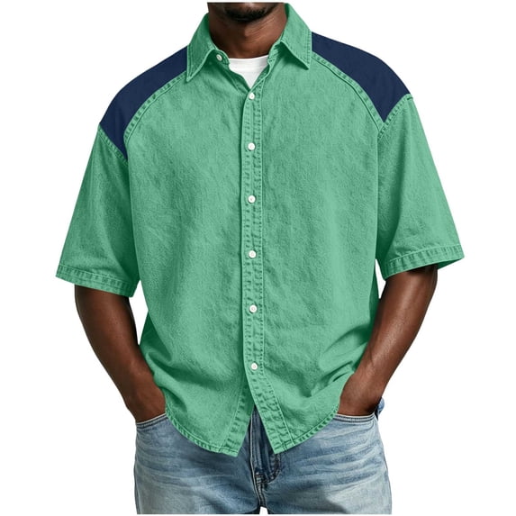 XuJwPNcy Mens Shirts Lightweight Color Block Button Down Shirts Casual Collared Tops Summer Classic Fit Fashion Clothes
