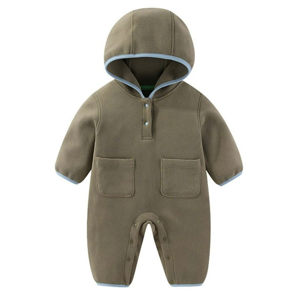 XuJwPNcy Newborn Baby Winter Clothes Boys Girls Onesie Snowsuit with Pockets Infant Baby Fleece Jumpsuit Warm Outerwear
