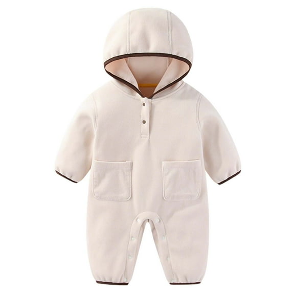 XuJwPNcy Newborn Baby Winter Clothes Boys Girls Onesie Snowsuit with Pockets Infant Baby Fleece Jumpsuit Warm Outerwear