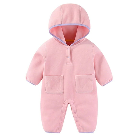 XuJwPNcy Newborn Baby Winter Clothes Boys Girls Onesie Snowsuit with Pockets Infant Baby Fleece Jumpsuit Warm Outerwear