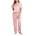 thumbnail image 1 of XuJwPNcy Pajama Sets for Women 2 Piece Outfits Ladies Short Sleeve Pjs Summer Loungewear Soft Sleepwear with Pant(Pink,X-Large), 1 of 7
