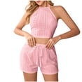 thumbnail image 1 of XuJwPNcy Pajamas Sets for Women 2 Piece Crochet Crop Tank Tops and Shorts Sleepwear Lounge Pjs Sets Summer Nightwear, 1 of 7