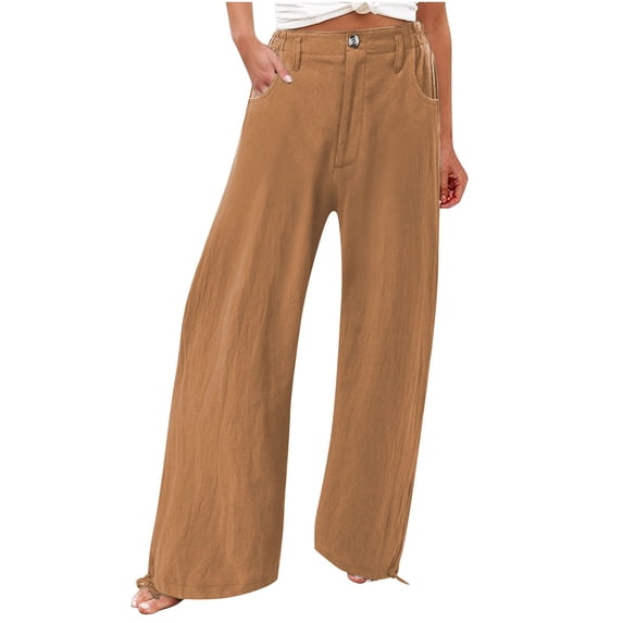 XuJwPNcy Pants for Women Wide Leg Palazzo Pants Beach Vacation Trousers High Waist Flowy Trousers with Pockets