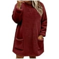 thumbnail image 1 of XuJwPNcy Plus Size Fleece Sweatshirt for Women Lightweight Sweater Tops Sherpa Linend Pullover with Pockets Winter Warm Tops, 1 of 3