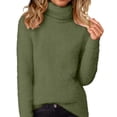 thumbnail image 1 of XuJwPNcy Plus Size Sweater for Women Turtleneck Fleece Sherpa Lined Pullover Long Sleeve Fuzzy Casual Pullover Winter Tops(Army Green,Small), 1 of 6