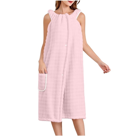 XuJwPNcy Robe for Women Lightweight Sleeveless Knee Length Housecoat Soft Comfort Towel Robe Loungewear with Pocket