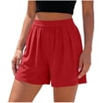 thumbnail image 1 of XuJwPNcy Shorts for Women Casual Ribbed Knit Summer Shorts with Pockets Comfortable Pleated Shorts Ladies Basic Clothes, 1 of 6