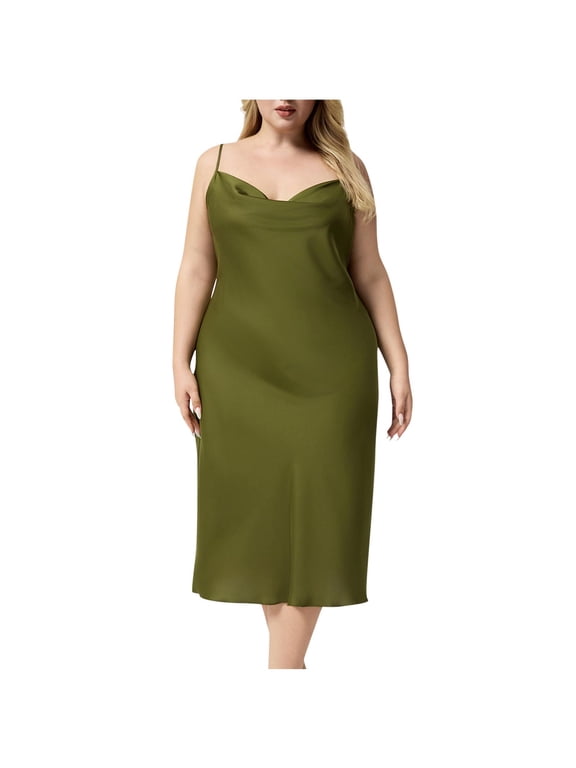 Silk Nightgown for Women Plus Size Long Satin Dress Nightdress Silky Camisole Soft V Neck Nightwear