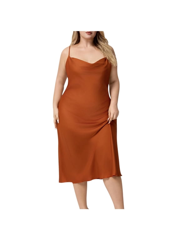 Silk Nightgown for Women Plus Size Long Satin Dress Nightdress Silky Camisole Soft V Neck Nightwear