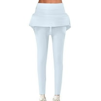 XuJwPNcy Skirted Leggings for Women Athletic Tennis Skirted with Leggings Workout Yoga Running Golf Skirts with Pockets（White,X-Large)