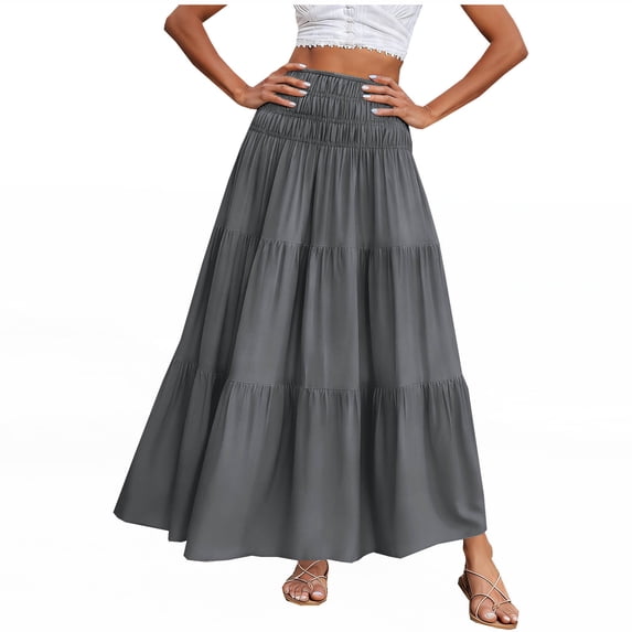 XuJwPNcy Skirts for Women Breathable Loose Aline Maxi Skirt Casual Flowy Summer Beach Skirt Comfy Vacation Resort Wear