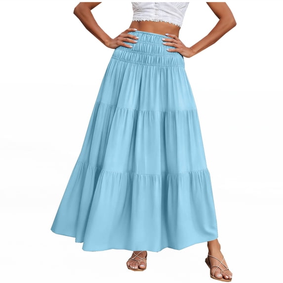 XuJwPNcy Skirts for Women Breathable Loose Aline Maxi Skirt Casual Flowy Summer Beach Skirt Comfy Vacation Resort Wear