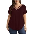 thumbnail image 1 of XuJwPNcy Summer Tops for Women V Neck Curved Hem Plus Size Tops Loose Fit Fashion T Shirts Thin Breathable Clothes L-5XL, 1 of 6