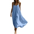 thumbnail image 1 of XuJwPNcy Sundresses for Women Breathable Sleeveless Backless Cami Dress V Neck Loose Fit Long Dress Beach Travel Clothes, 1 of 7