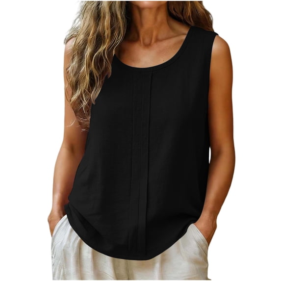 XuJwPNcy Tank Tops for Women Lightweight Sleeveless Cotton Linen Tee Tshirts Summer Casual Summer Beach Vacation Clothes